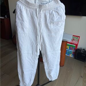 A New Day Cream Elastic Waist Linen Joggers